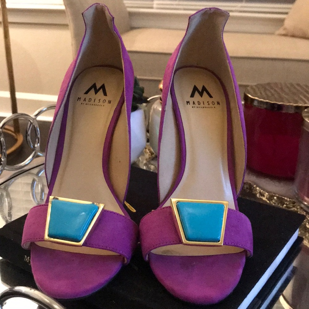 Madison By ShoeDazzle Fuchsia Turquoise Heels